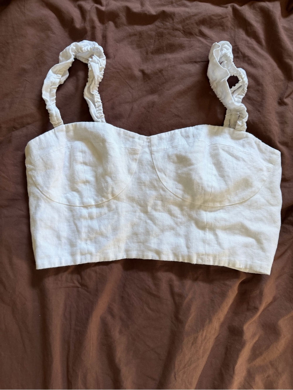 Reformation White Linen Bustier Crop Top 12P